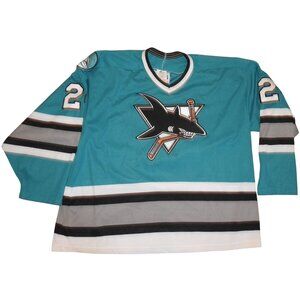 Vintage San Jose Sharks #24 Doug Wilson Gerry Cosby CCM Jersey Men's XL